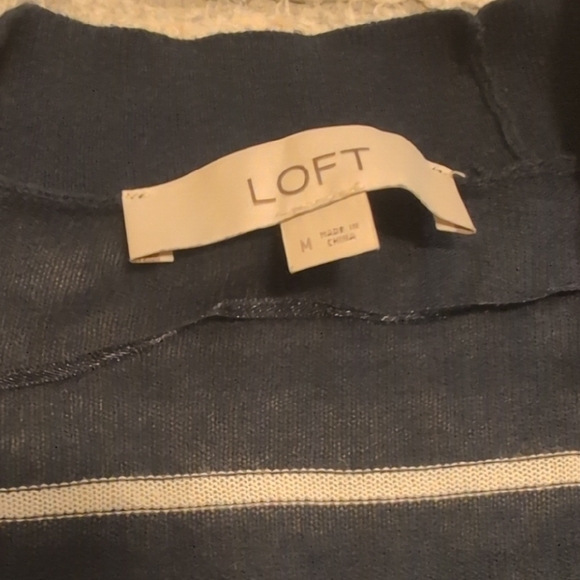LOFT Navy and White Striped Cardigan - Picture 4 of 6